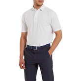 FootJoy Stretch Lisle Dot Print heren golfpolo shirt | kleur: Wit-blauw