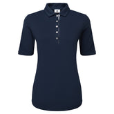 FootJoy Half Sleeve Ruched Lisle - dames golf poloshirt (marineblauw)