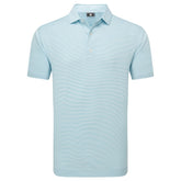 FootJoy Micro Feeder Stripe Lisle heren golfpolo shirt (blauw-wit)