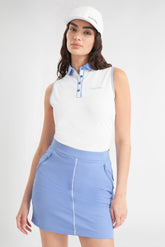 Calvin Klein Leigh mouwloos dames golf poloshirt (wit-zachtblauw)