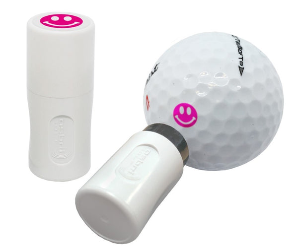 Asbri Golf Ball Stamper Smiley Pink - golf ball stamp