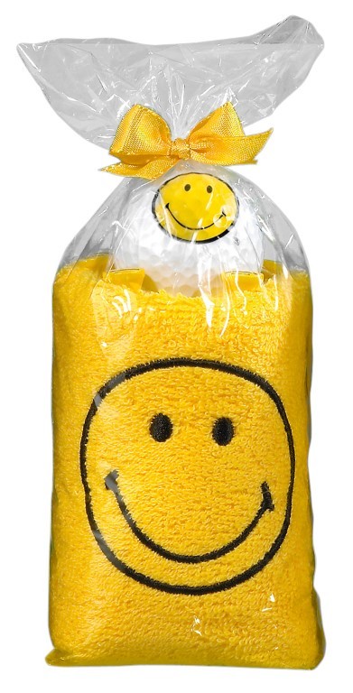 Golf cadeau - handdoek set Smiley | kleur: Geel