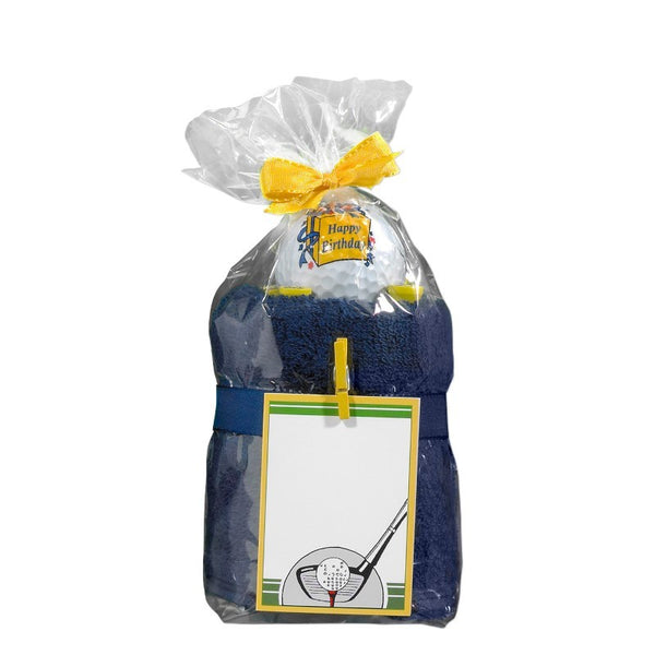 Golf gift - towel set Happy Birthday (blue)