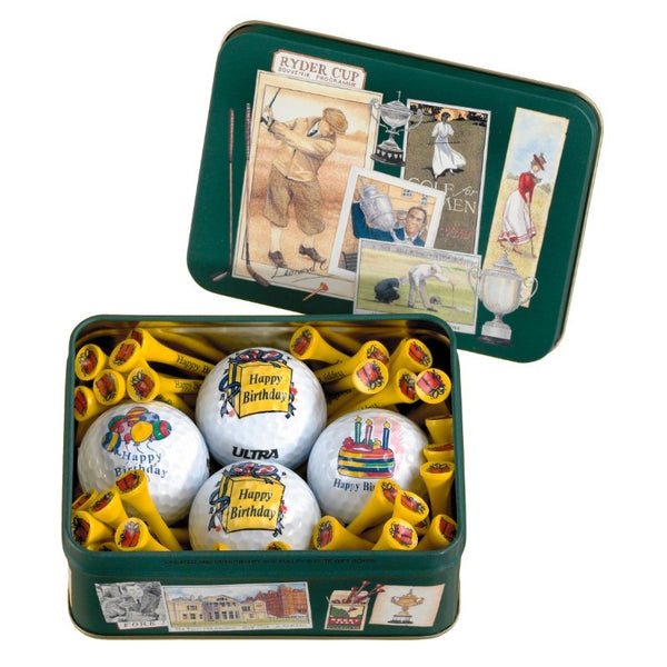 Golf gift - Gift tin with 50 tees and 4 golf balls