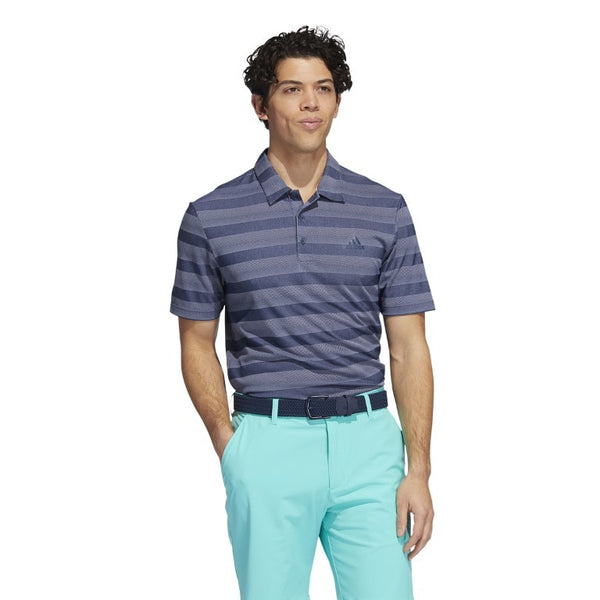 Adidas Striped heren golfpolo shirt (marineblauw-grijs)
