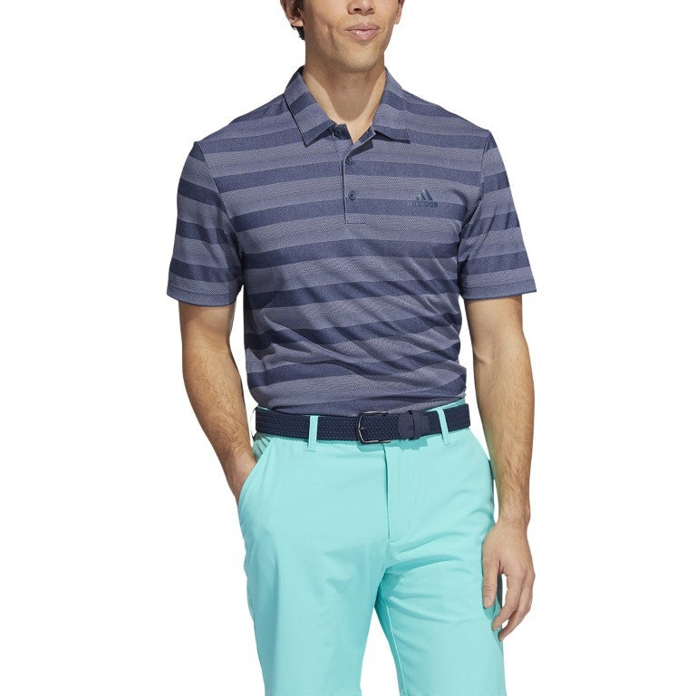 Adidas Striped men's golf polo shirt (navy blue-grey)