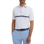 FootJoy Double Chest Band Pique men's golf polo shirt (white)
