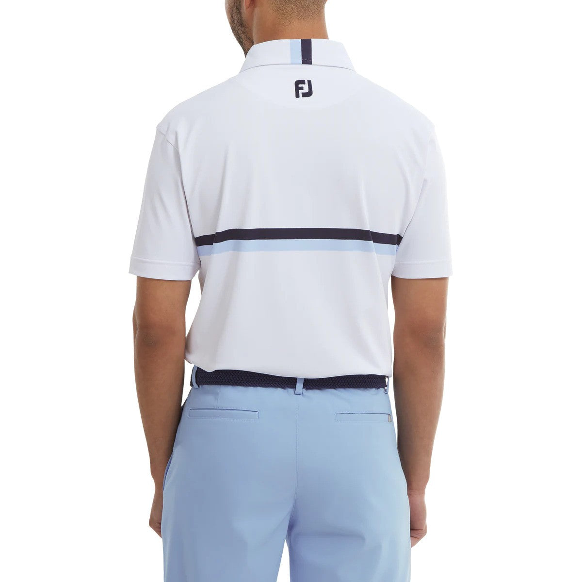 FootJoy Double Chest Band Pique men's golf polo shirt (white)