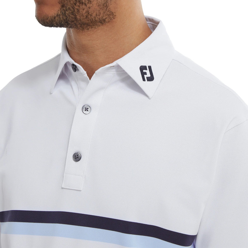 FootJoy Double Chest Band Pique men's golf polo shirt (white)