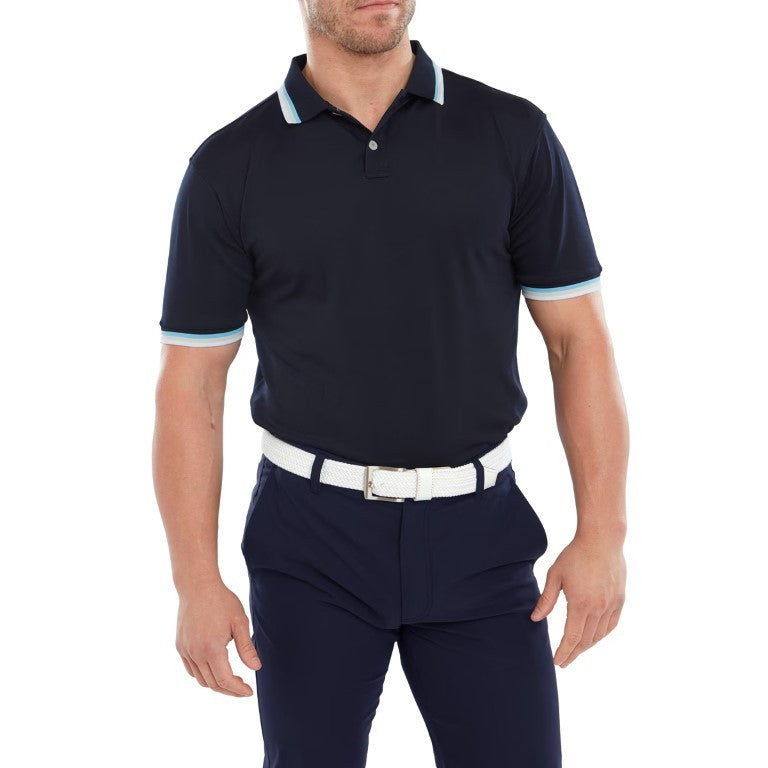 FootJoy Solid men's golf polo shirt with piping (navy blue)