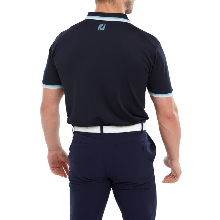 FootJoy Solid men's golf polo shirt with piping (navy blue)