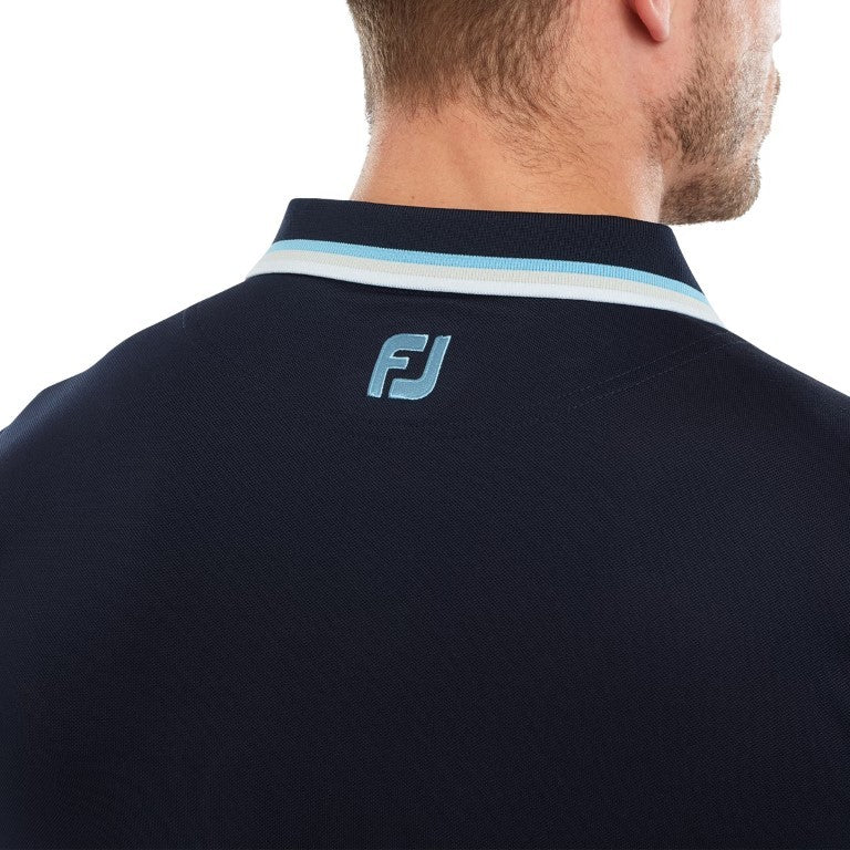 FootJoy Solid men's golf polo shirt with piping (navy blue)