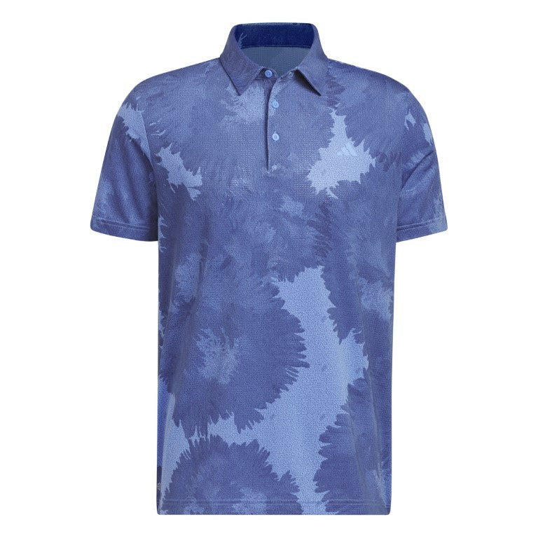 adidas Flower Mesh men's golf polo shirt (blue)