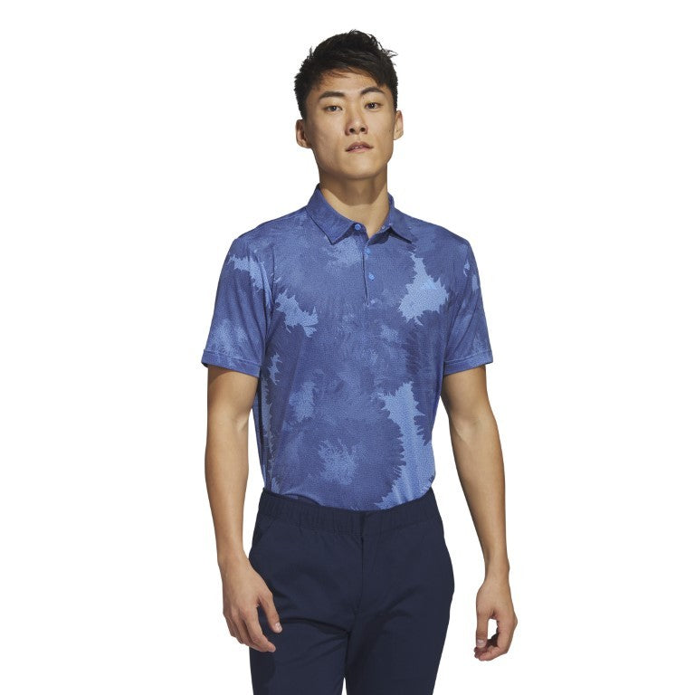 adidas Flower Mesh men's golf polo shirt (blue)
