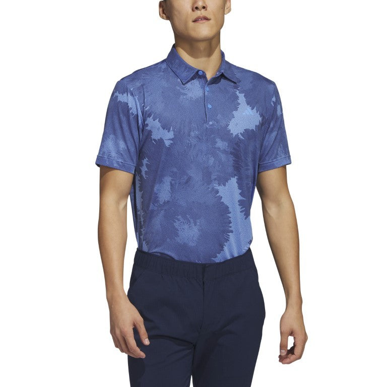 adidas Flower Mesh men's golf polo shirt (blue)