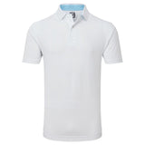 FootJoy Stretch Lisle Dot Print heren golfpolo shirt (wit-blauw)