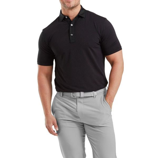 FootJoy Jacquard Dot heren golfpolo shirt (zwart-roze)