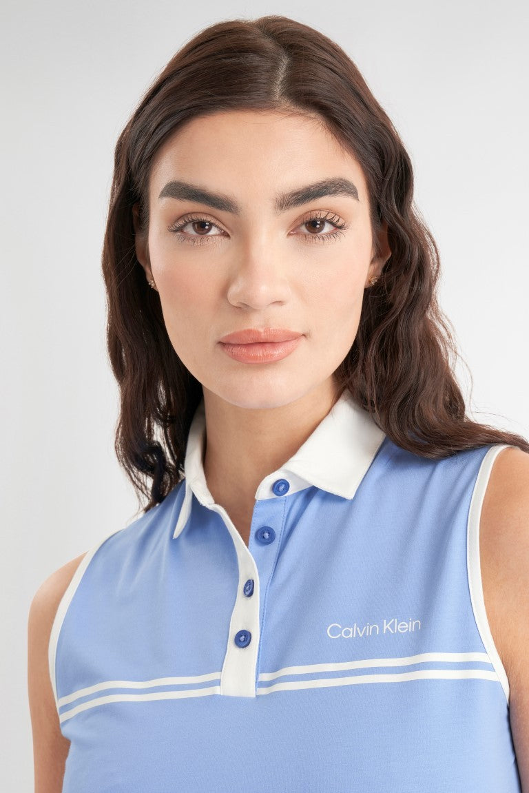 Calvin Klein Bellevue mouwloos dames golf poloshirt | kleur: Blauw