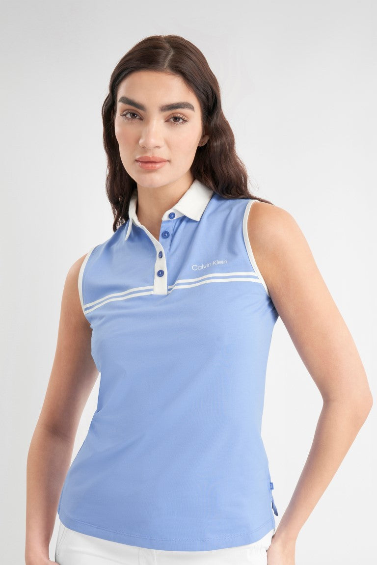 Calvin Klein Bellevue mouwloos dames golf poloshirt | kleur: Blauw