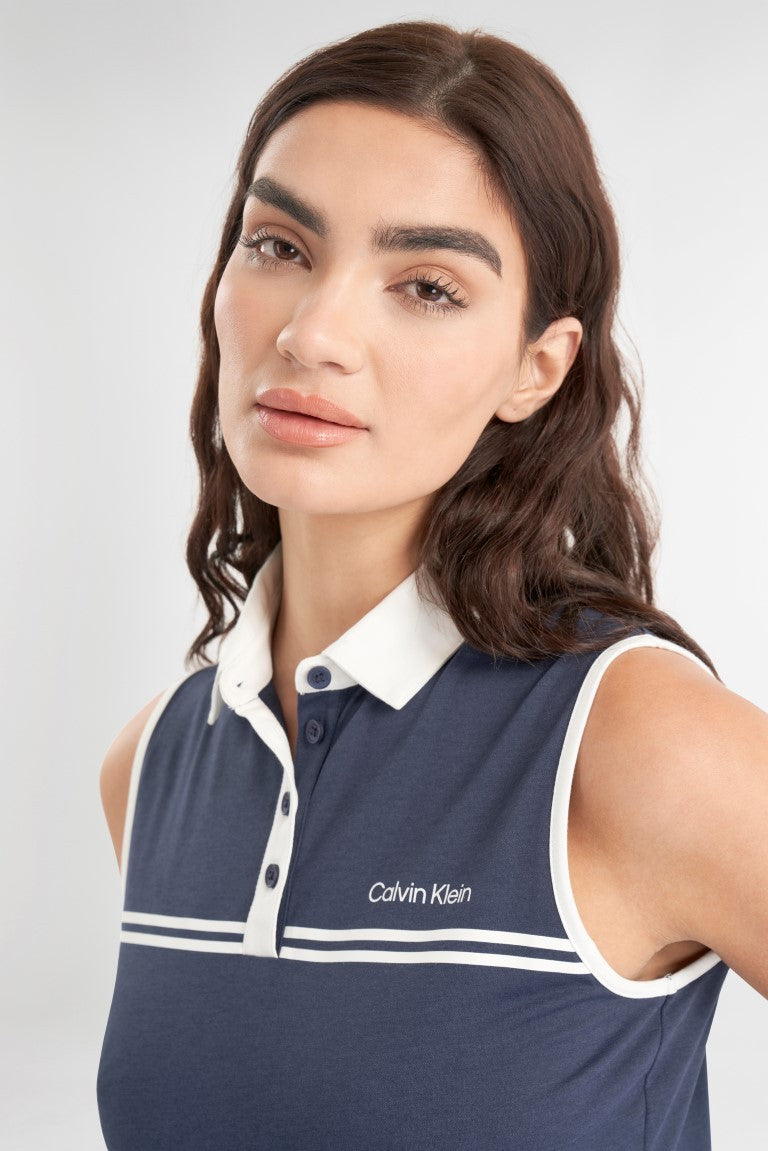 Calvin Klein Bellevue mouwloos dames golf poloshirt | kleur: Marineblauw