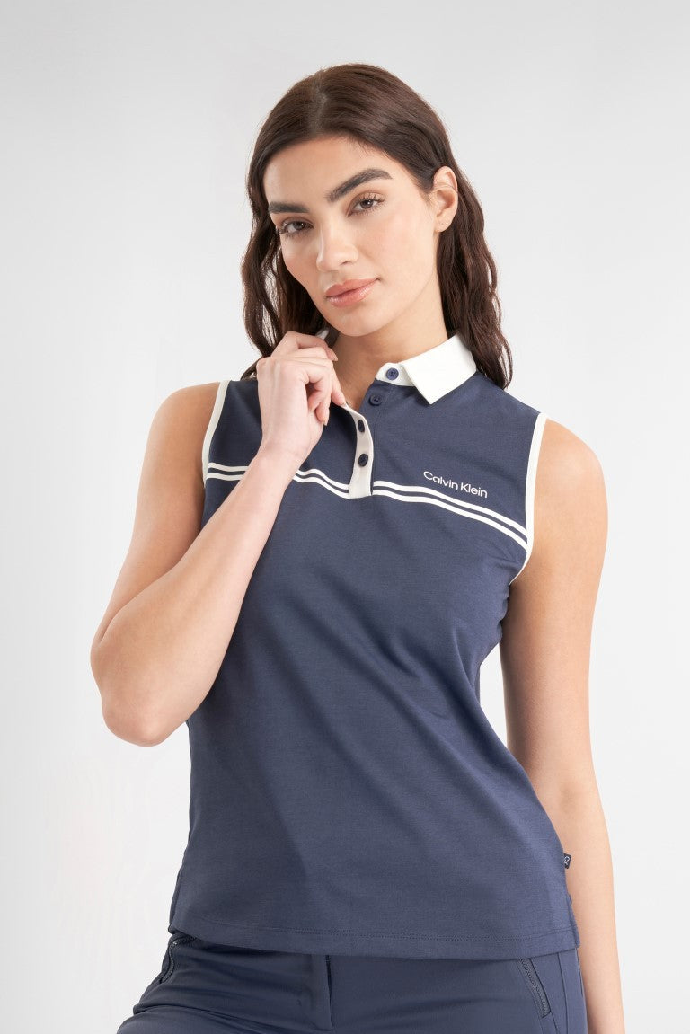 Calvin Klein Bellevue mouwloos dames golf poloshirt | kleur: Marineblauw