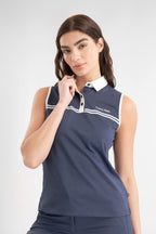 Calvin Klein Bellevue mouwloos dames golf poloshirt | kleur: Marineblauw