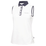 Polo de golf sans manches pour femme Calvin Klein Leigh (blanc-bleu marine)
