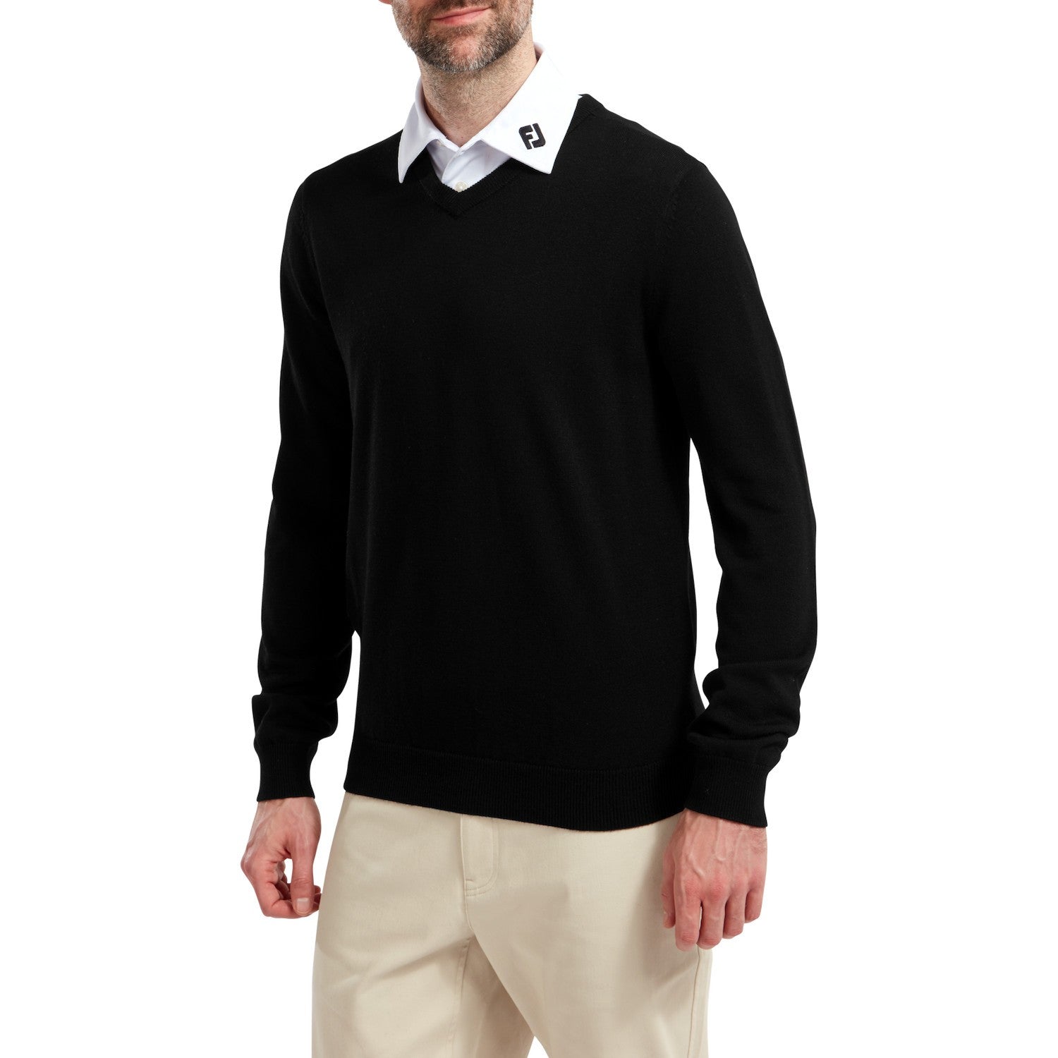 Footjoy Wool Blend v-neck heren golftrui | kleur: Zwart