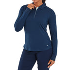 FootJoy ThermoSeries women's long-sleeve golf polo (navy blue)