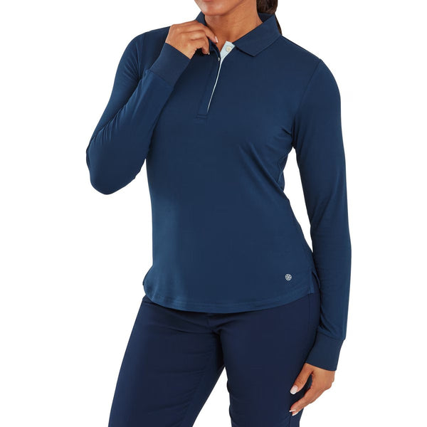 Footjoy Thermoseries dames lange mouwen golfpolo (marineblauw)