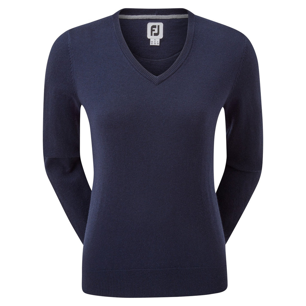 Footjoy Wool Blend v-hals dames golftrui | kleur: Marineblauw