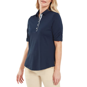 FootJoy Half Sleeve Ruched Lisle - dames golf poloshirt
