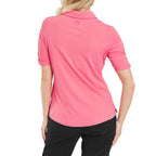 FootJoy Half Sleeve Ruched Lisle - dames golf poloshirt | kleur: Roze limonade
