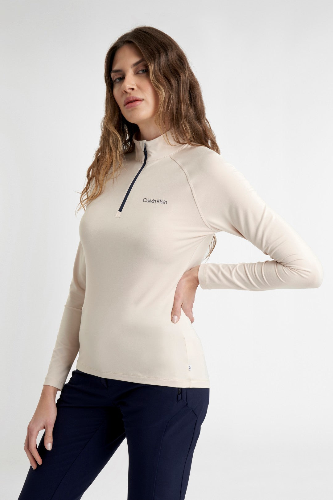 Calvin Klein Dakota Quarter Zip - dames golf pullover (amandelbeige)
