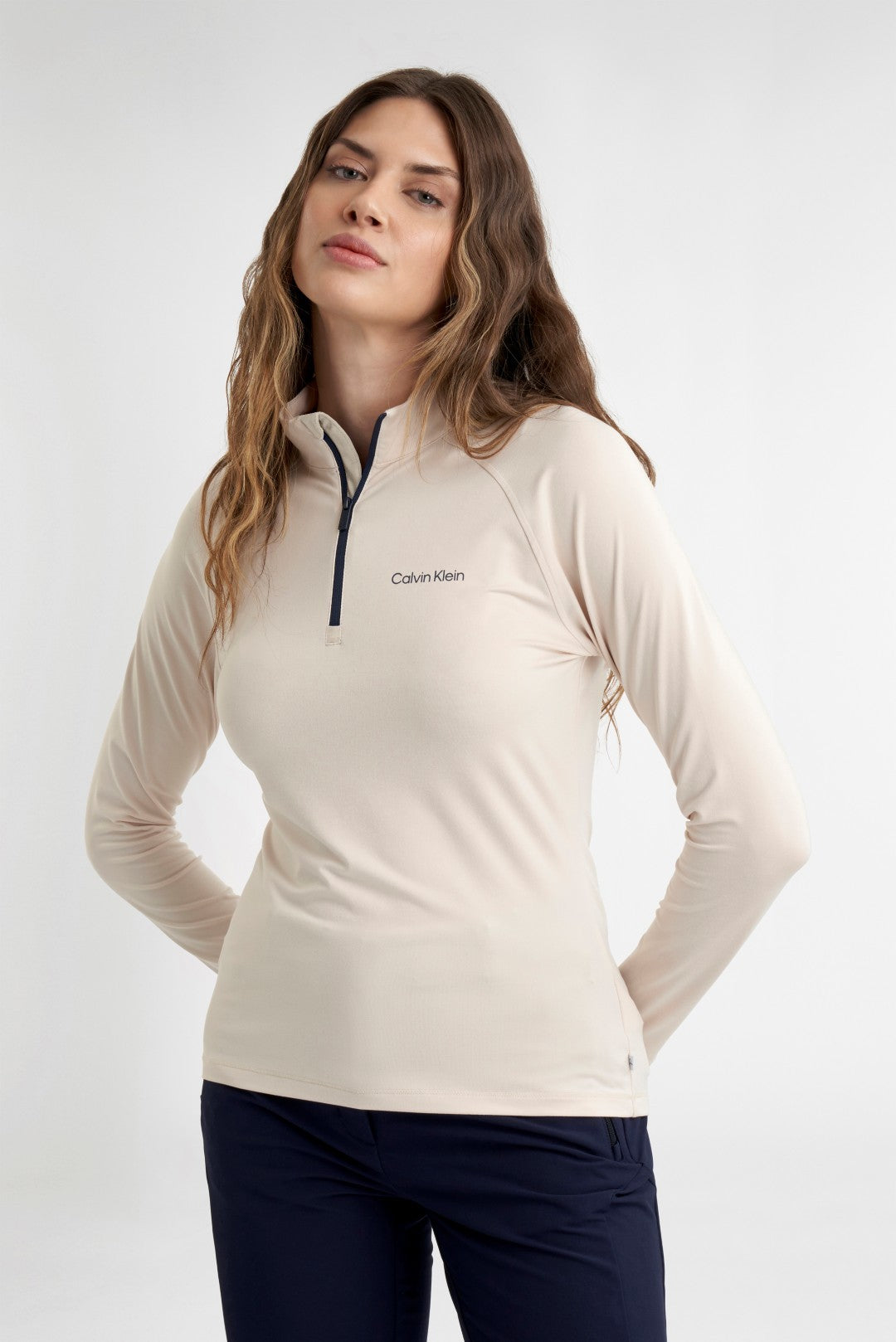 Calvin Klein Dakota Quarter Zip - dames golf pullover (amandelbeige)