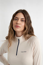 Calvin Klein Dakota Quarter Zip - dames golf pullover (amandelbeige)