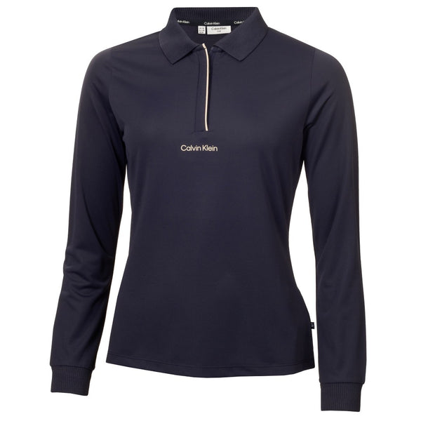 Polo de golf à manches longues pour femme Calvin Klein Mila (bleu marine)