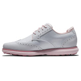 Footjoy Traditions Wing Tip dames golfschoen (wit-roze)