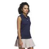 adidas Solid Ottoman Mouwloos Dames Golfpolo Shirt - marineblauw