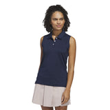 adidas Solid Ottoman Mouwloos Dames Golfpolo Shirt - marineblauw