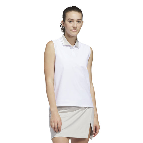 adidas Beyond Twistknit Mouwloos Dames Golfpolo Shirt - wit