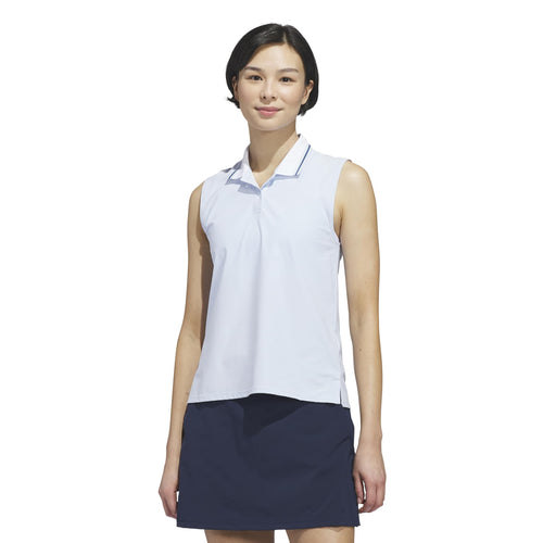 adidas Beyond Twistknit Mouwloos Dames Golfpolo Shirt - blauw