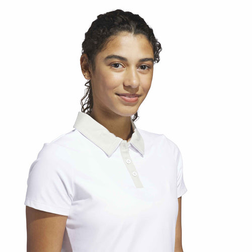 adidas Ultimate365+ Grid Climacool Dames Golfpolo Shirt | kleur: Wit-beige