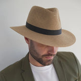 House of Ord Braided Fedora unisex golf zonnehoed (karamel)