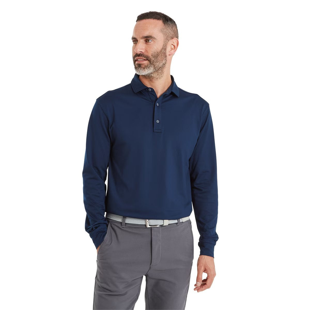Footjoy ThemoSeries lange mouwen golfpolo | kleur: Marineblauw