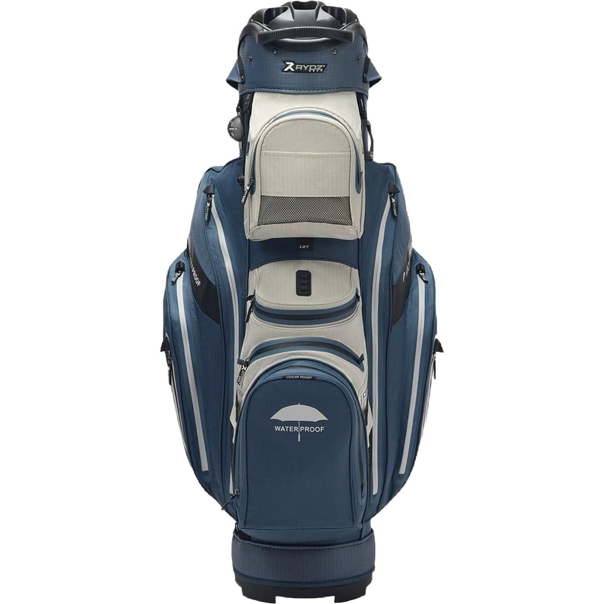 Rydz Navigator Quiet Organizer 14 Waterdichte Golftas – Cartbag | kleur: Marineblauw/zilver