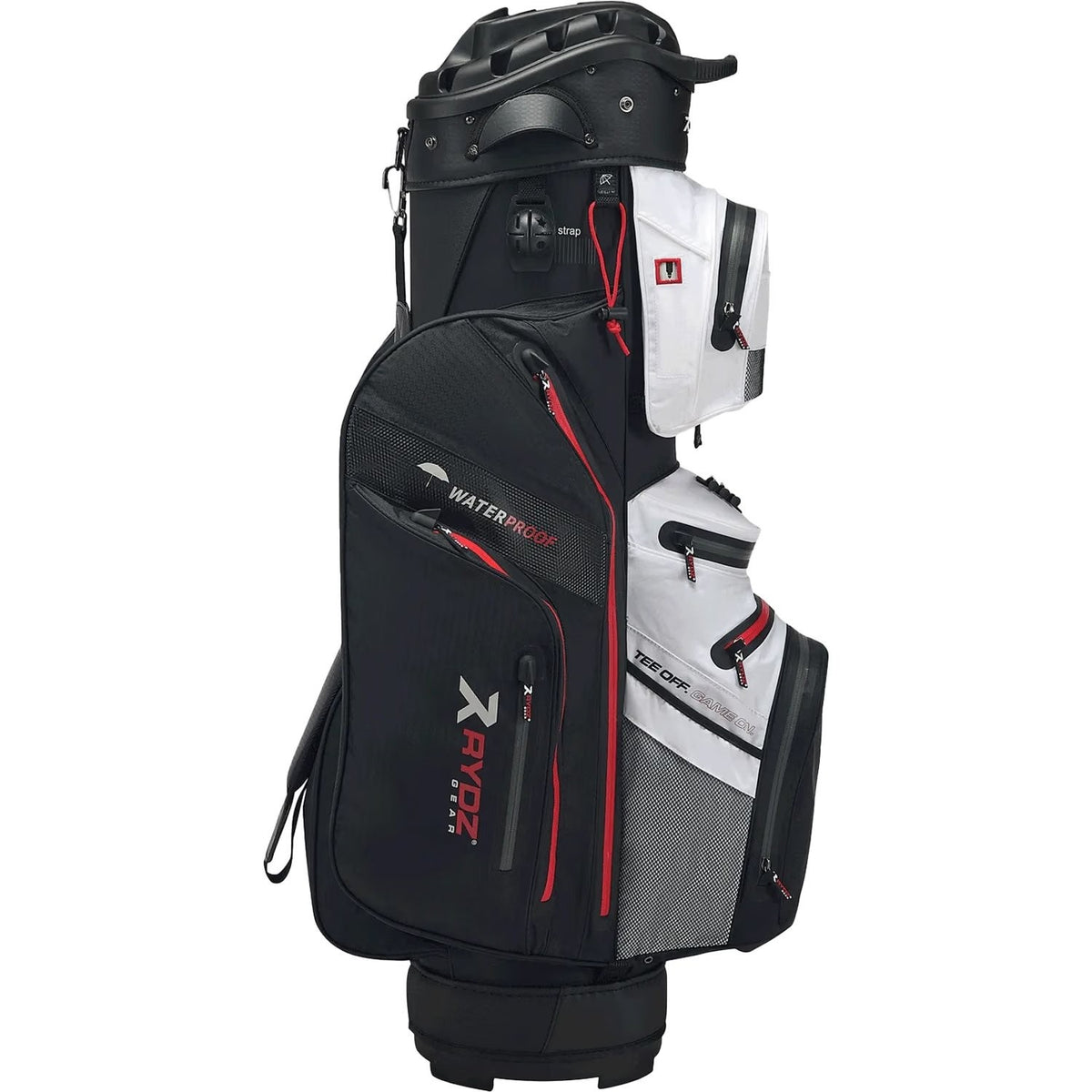 Rydz Navigator Quiet Organizer 14 Waterdichte Golftas – Cartbag | kleur: Zwart-rood-wit