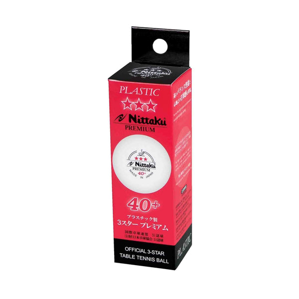 Nittaku Premium 40+ 3 ster tafeltennisbal wedstrijd - wit 3 stuks
