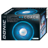 Donic Coach P40+ Balle d'entraînement de tennis de table 2 étoiles - blanche 120 pièces