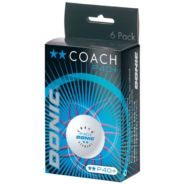 Donic Coach P40+ 2 star table tennis ball training - white 6 pieces